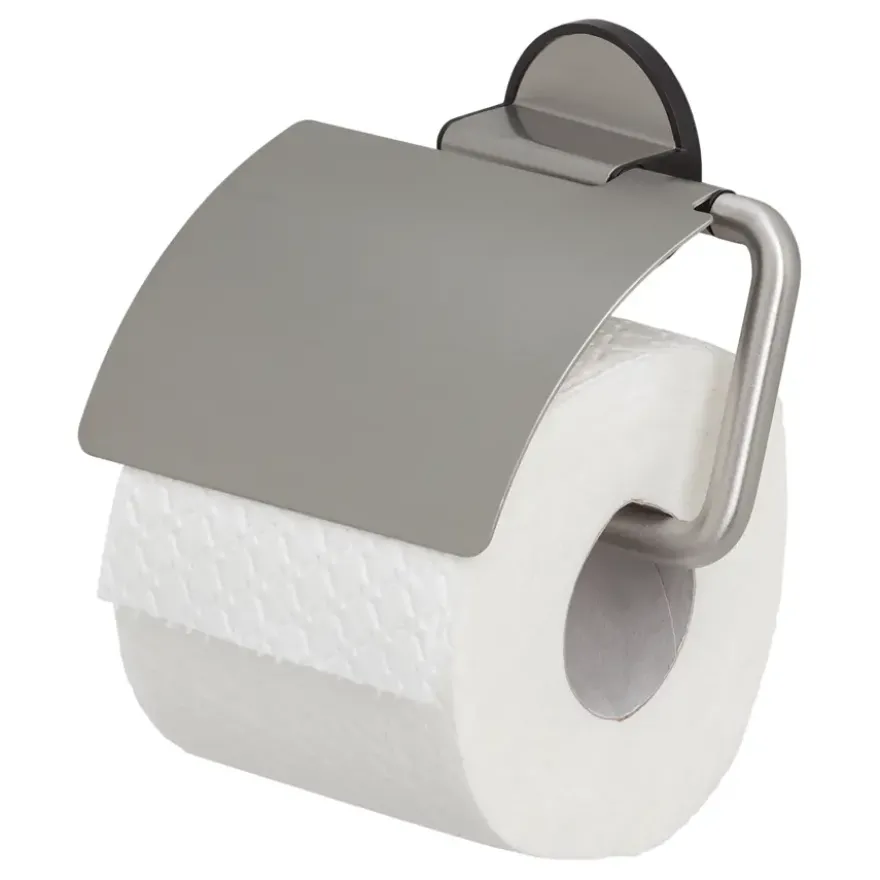 Tiger toiletrolhouder Tune met klep zwart inox
