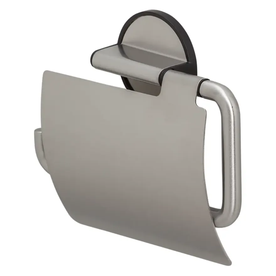 Tiger toiletrolhouder Tune met klep zwart inox