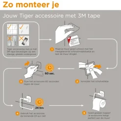 Tiger toiletrolhouder Tune zonder klep zwart