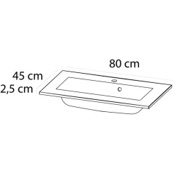Tiger Wastafelblad Quadro 80 cm glanzend wit