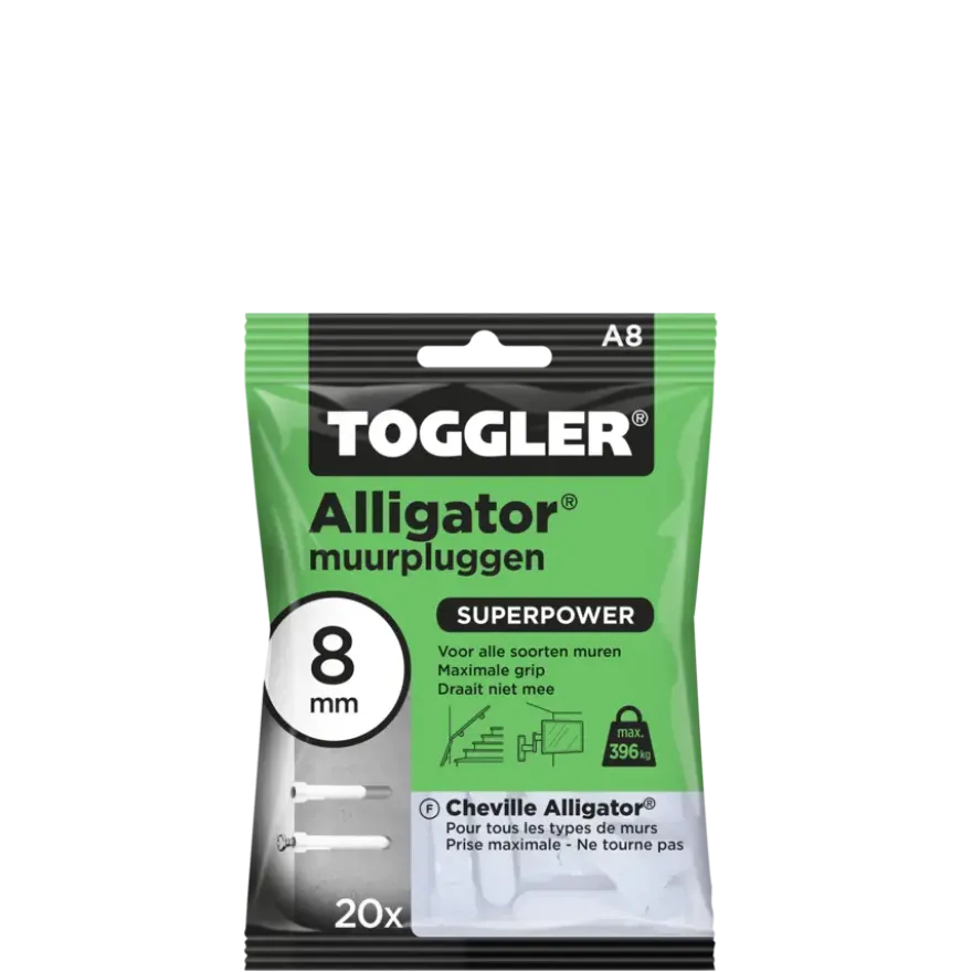 Toggler alligatorplug A8 8 mm 20 stuks