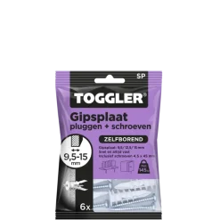 Toggler gipsplaatplug SP 9.5-15 mm met schroeven 6 stuks
