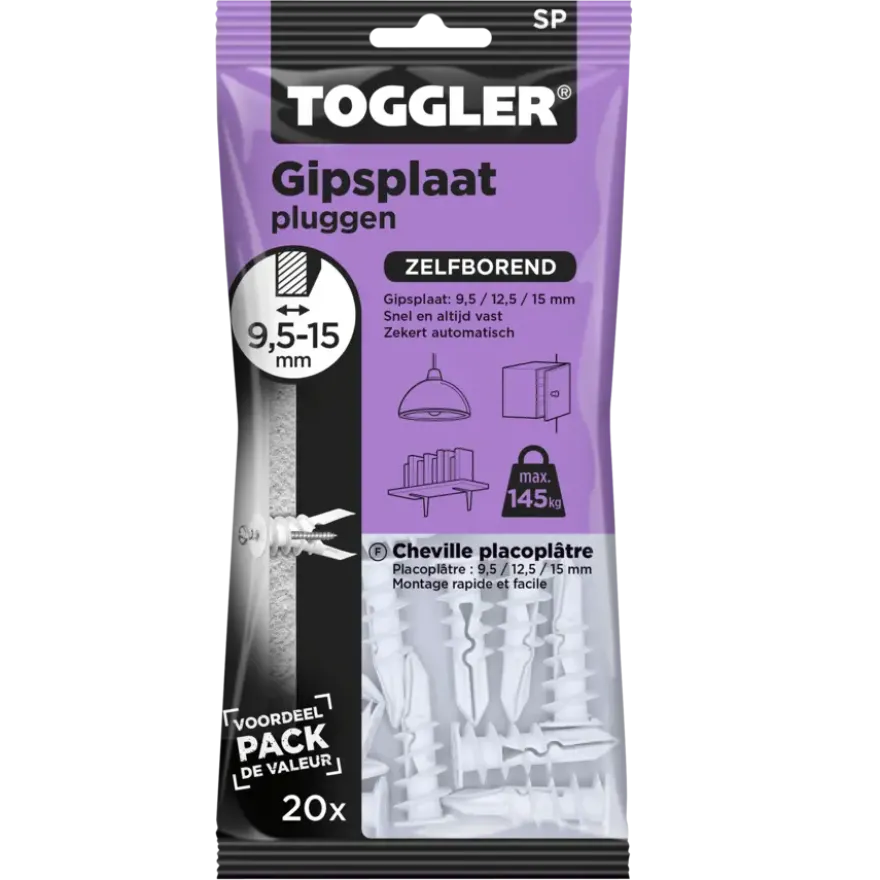 Toggler gipsplaatplug SP 9.5-15 mm 20 stuks