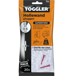 Toggler hollewandplug TA20 3-6 mm 20 stuks