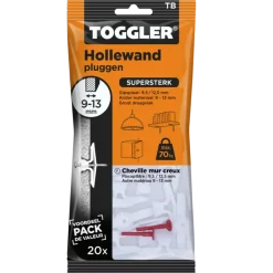 Toggler hollewandplug TB20 9-13 mm 20 stuks