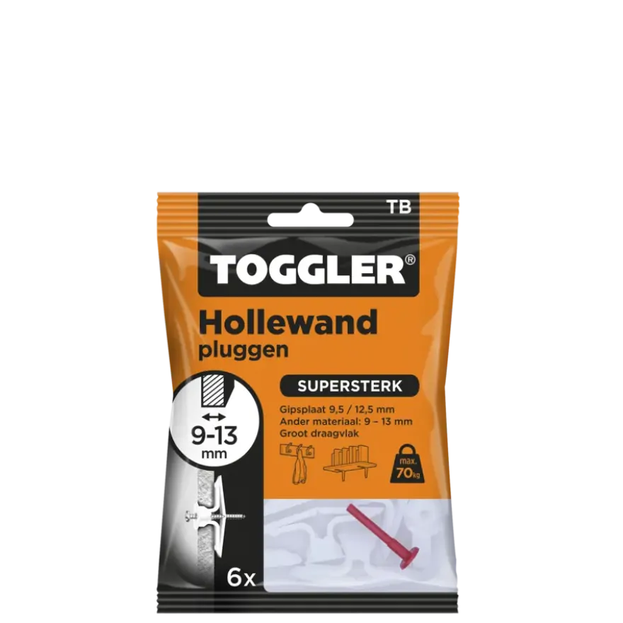 Toggler hollewandplug TB6 9-13 mm 6 stuks