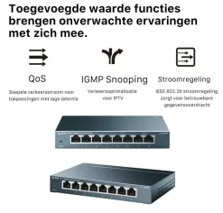 TP-Link 10/100/1000 Mbps Desktop switch met 8 aansluitingen TL-SG108