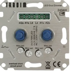 Tradim LED duo muurdimmer inclusief hotelschakeling 2494HH