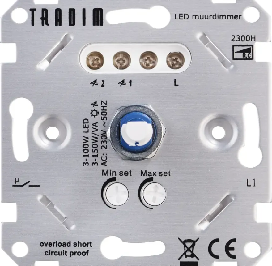Tradim LED inbouwdimmer 150W/VA - 100W