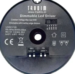 Tradim 12V Dimbare Led Driver Rond 40W