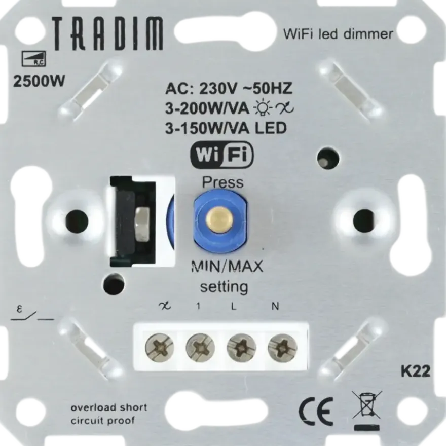 Tradim Wifi muurdimmer 3-200W/VA