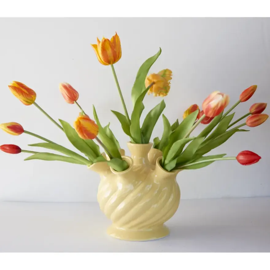 Tulpenvaas porselein geel 19,5cm