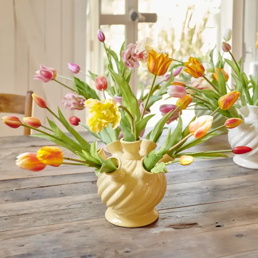 Tulpenvaas porselein geel 19,5cm