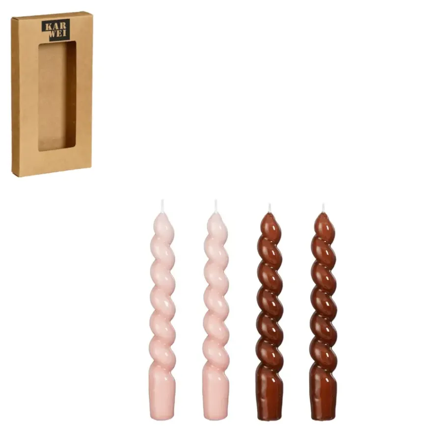 Twist dinerkaars licht roze donker bruin 4 stuks