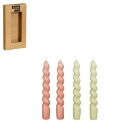 Twist dinerkaars roze bruin 4 stuks - h18,5xd2,5cm