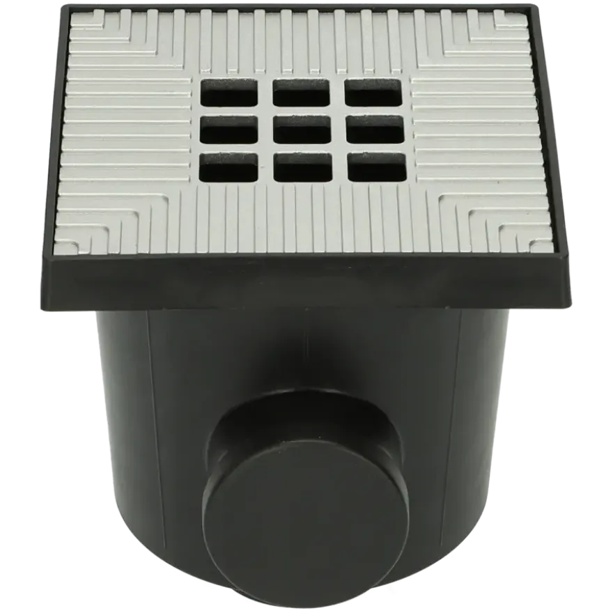 Ultradrain afvoerput met grijs rooster 20,2 x 20,2 x 21,3 cm