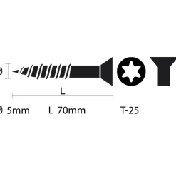 Unischroef 5x70mm torx vk vz 50st