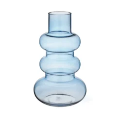 Vaas glas blauw 18x18x13,5cm