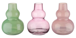 Vaas glas groen roze paars 13x13x17,5cm