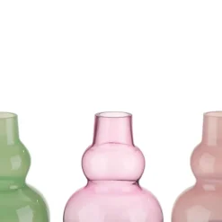 Vaas glas groen roze paars 13x13x17,5cm