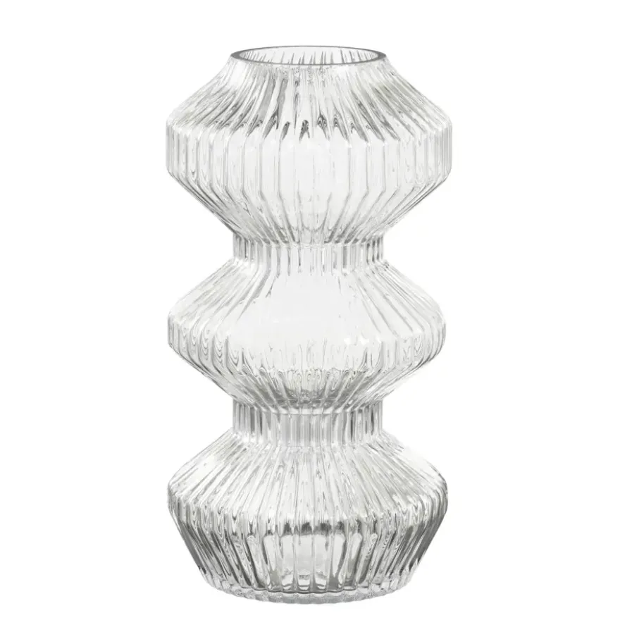 Vaas glas ribbed - h30xd16cm