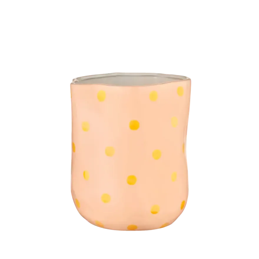 Vaas roze met oranje stippen