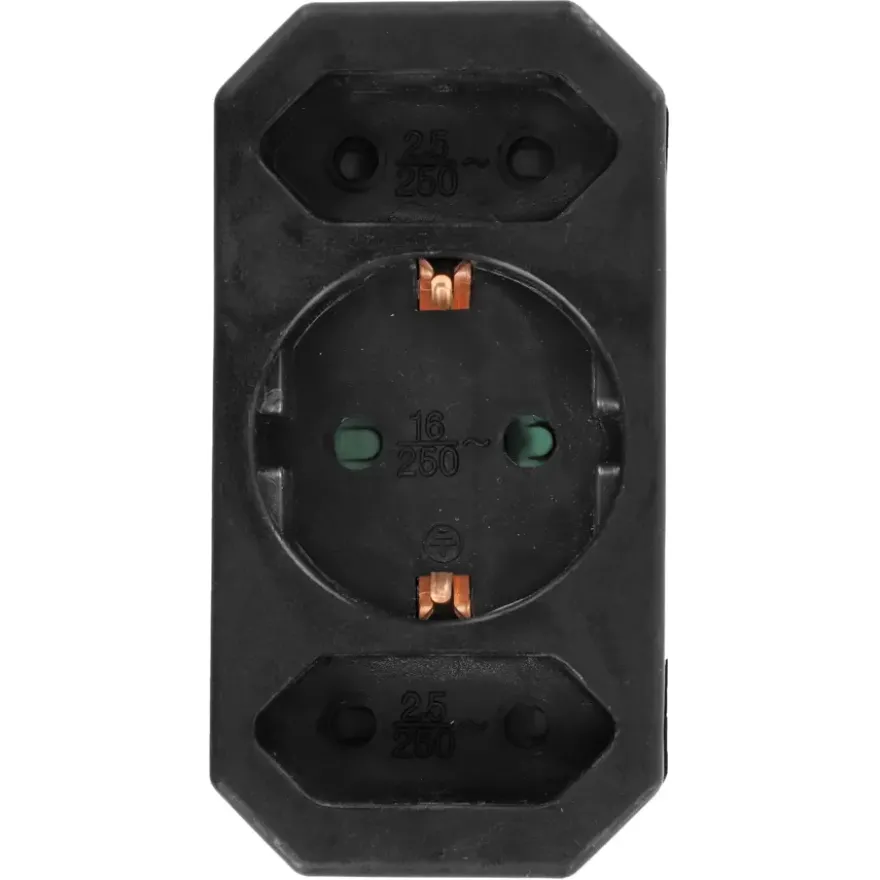 Verloopstekker 2x Euro + 1x RA Zwart