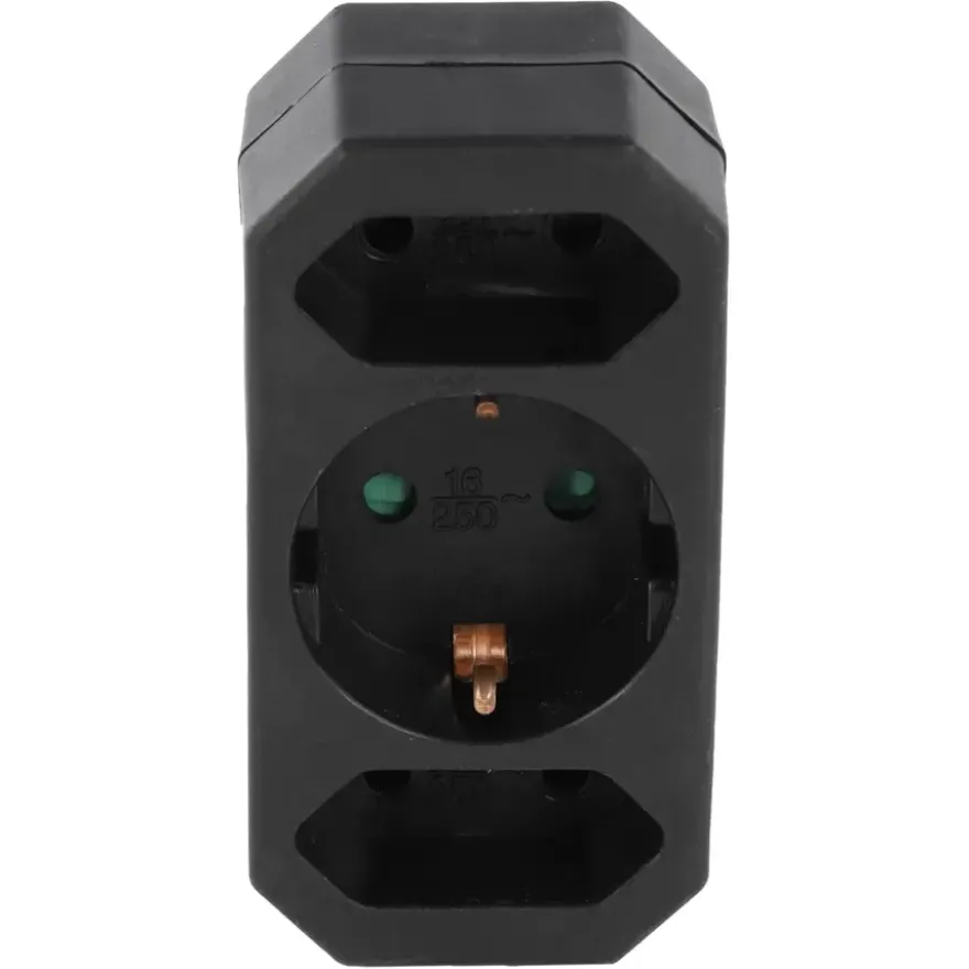 Verloopstekker 2x Euro + 1x RA Zwart