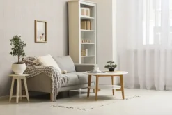 Viltpaneel gebogen lijnen beige 60x30 cm 4 stuks