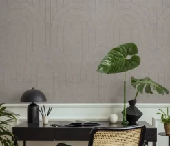 Viltpaneel gebogen lijnen taupe 120x60 cm 2 stuks