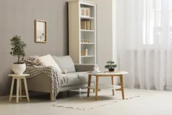 Viltpaneel gebogen lijnen taupe 60x30 cm 4 stuks