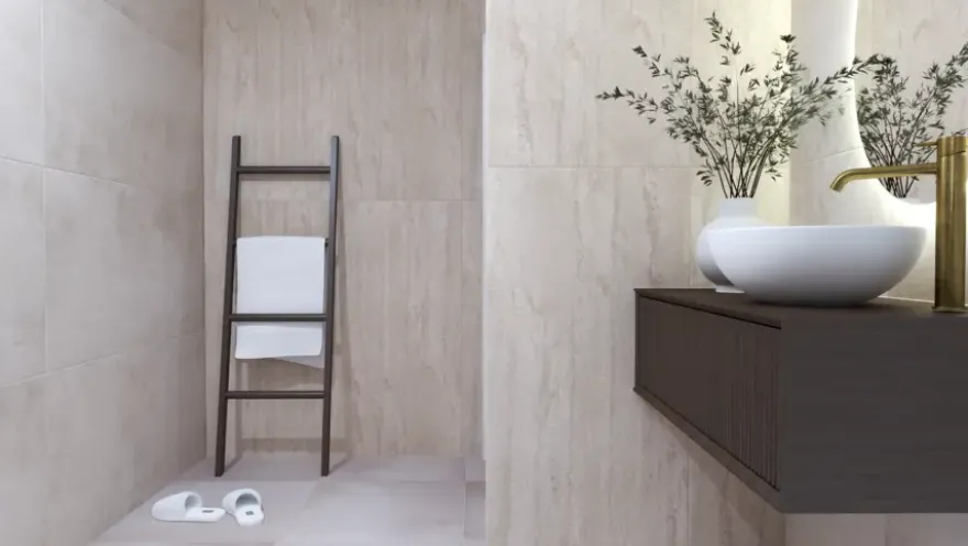 Vloertegel Calma Travertin 60 cm x 120 cm keramiek beige 1,44 m²