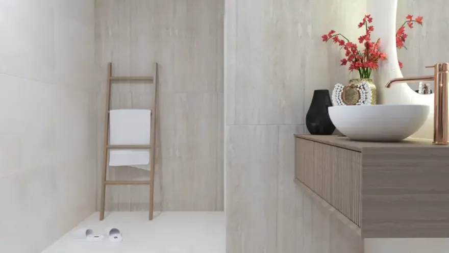 Vloertegel Calma Travertin 60 cm x 120 cm keramiek beige 1,44 m²