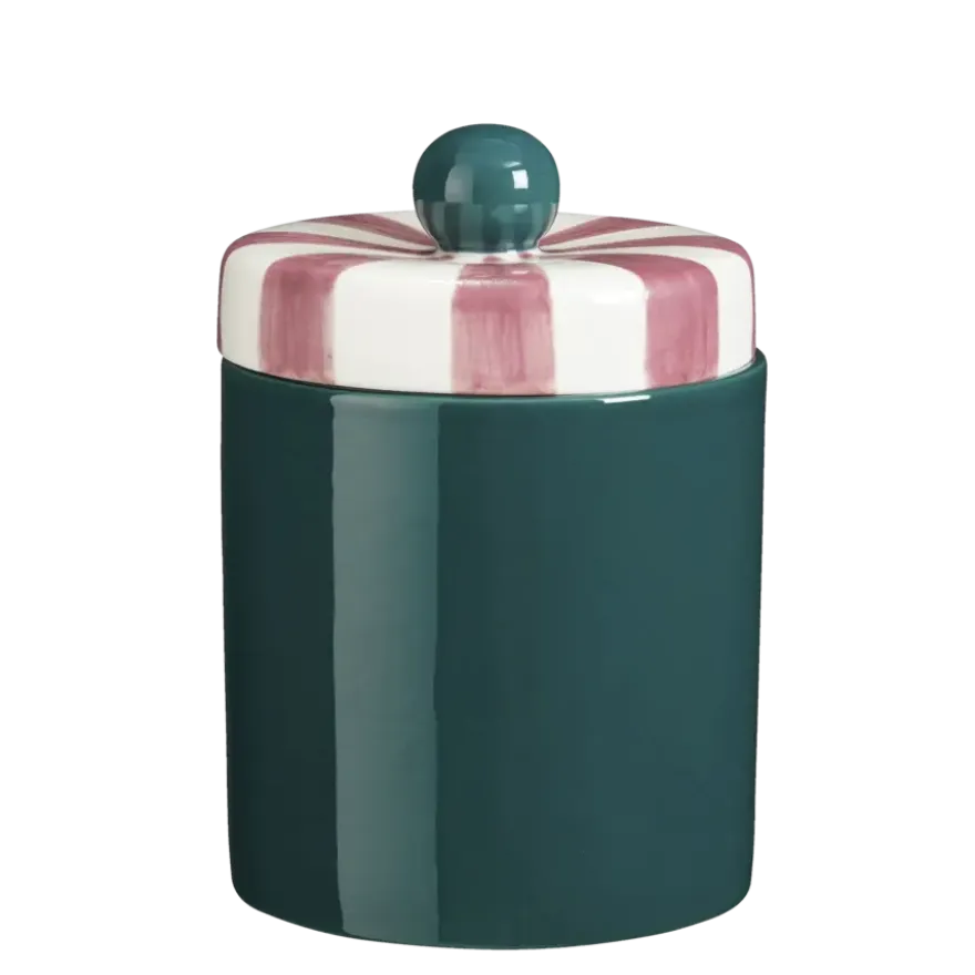 Voorraadpot groen met bolletje 20,5 x Ø 14 cm