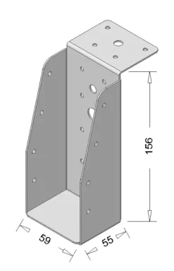 Waelbers balkdrager met lange lip 59 x 156 mm verzinkt