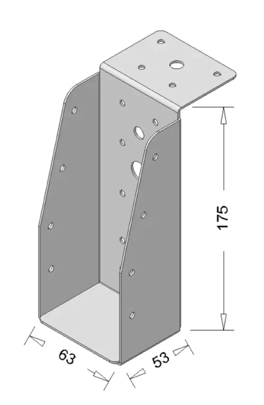 Waelbers balkdrager met lange lip 63 x 175 mm verzinkt