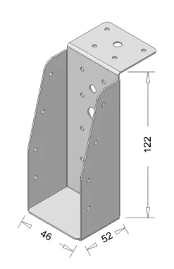 Waelbers balkdrager met lange lip 46 x 121 mm zwart