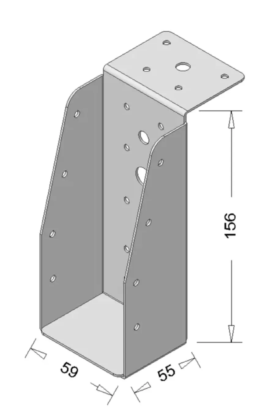 Waelbers balkdrager met lange lip 59 x 156 mm zwart