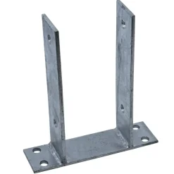 Waelbers paalhouder U-model op plaat 91x150 mm verzinkt