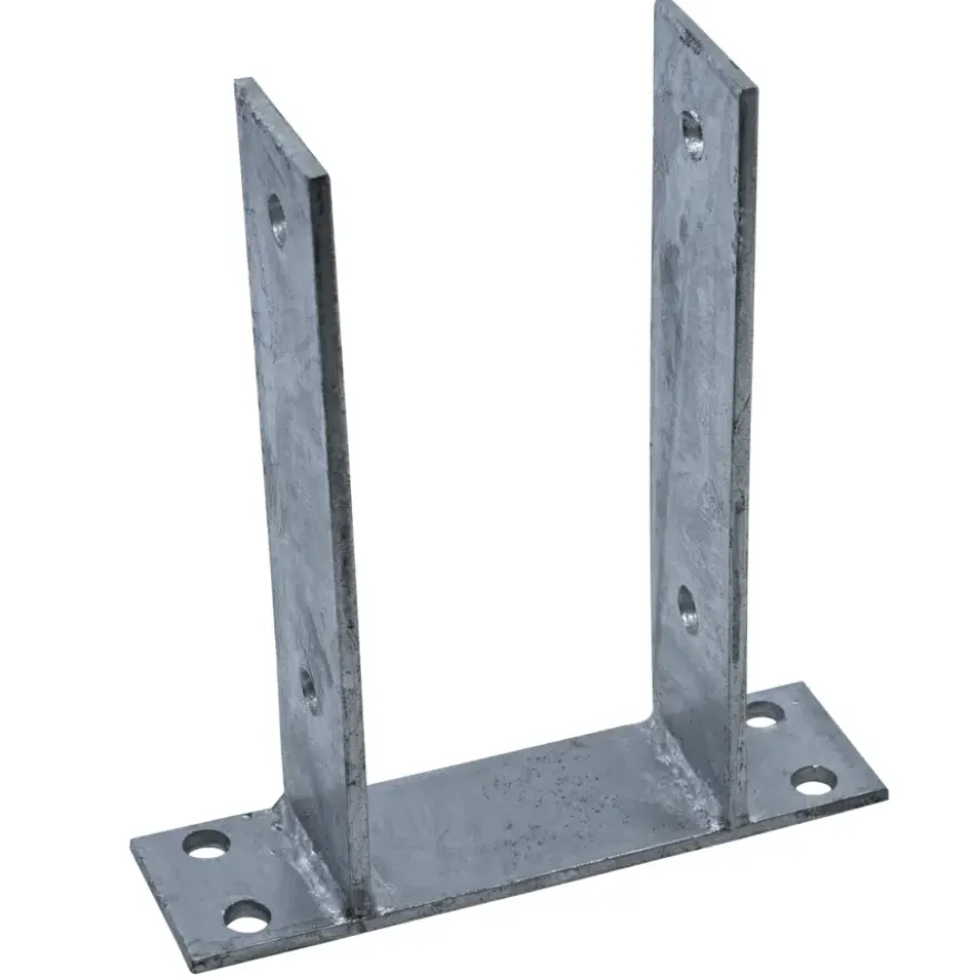 Waelbers paalhouder U-model op plaat 91x150 mm verzinkt
