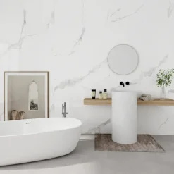 Wand/douche paneel kunststof Allora 260x90 cm wit marmer glans, dikte 5mm 2,34 m²