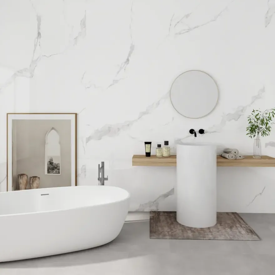 Wand/douche paneel kunststof Allora 260x90 cm wit marmer glans, dikte 5mm 2,34 m²
