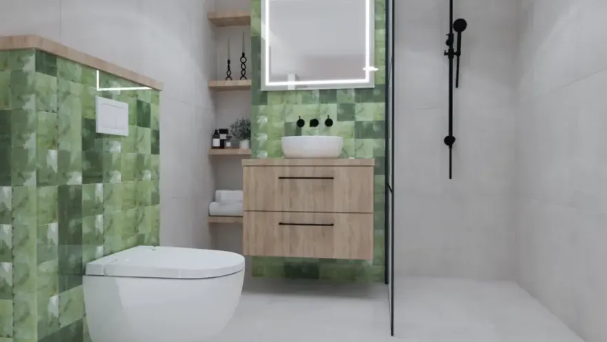 Wandtegel Fermo groen 12,5 cm x 12,5 cm keramiek 0,587 m²