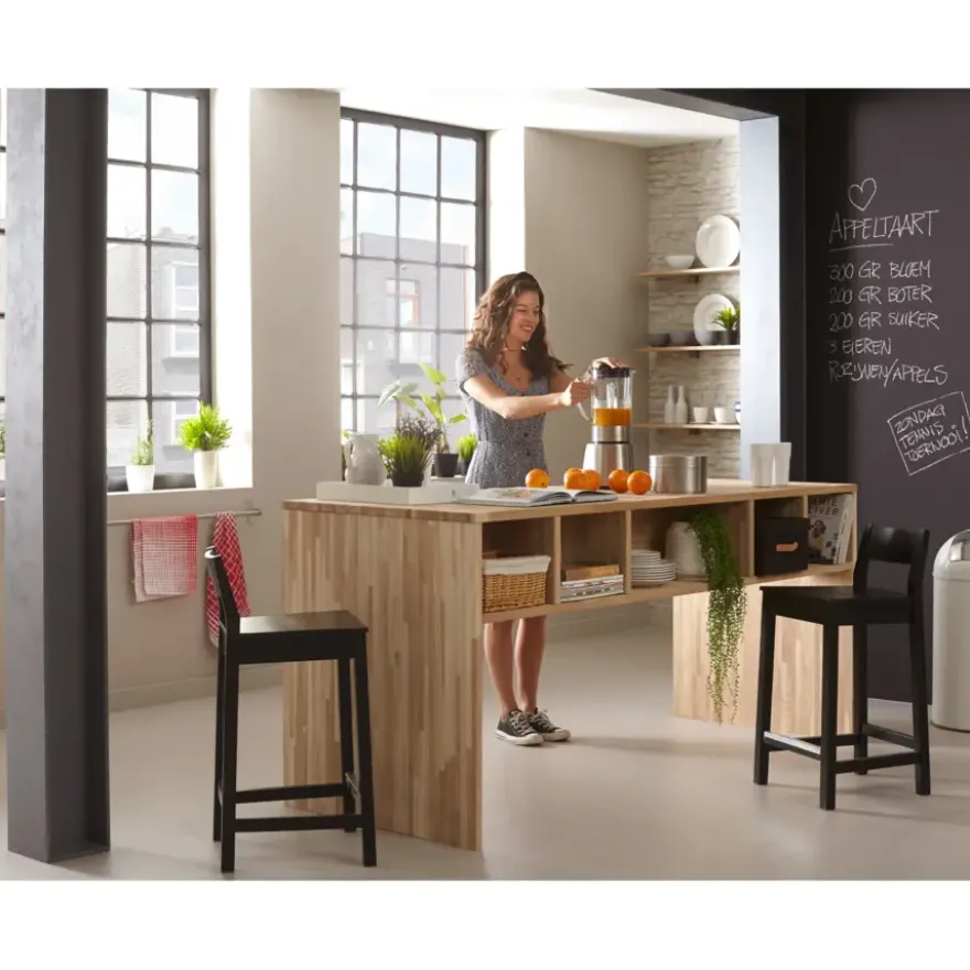 Werkblad massief eiken 250x61 cm 26 mm