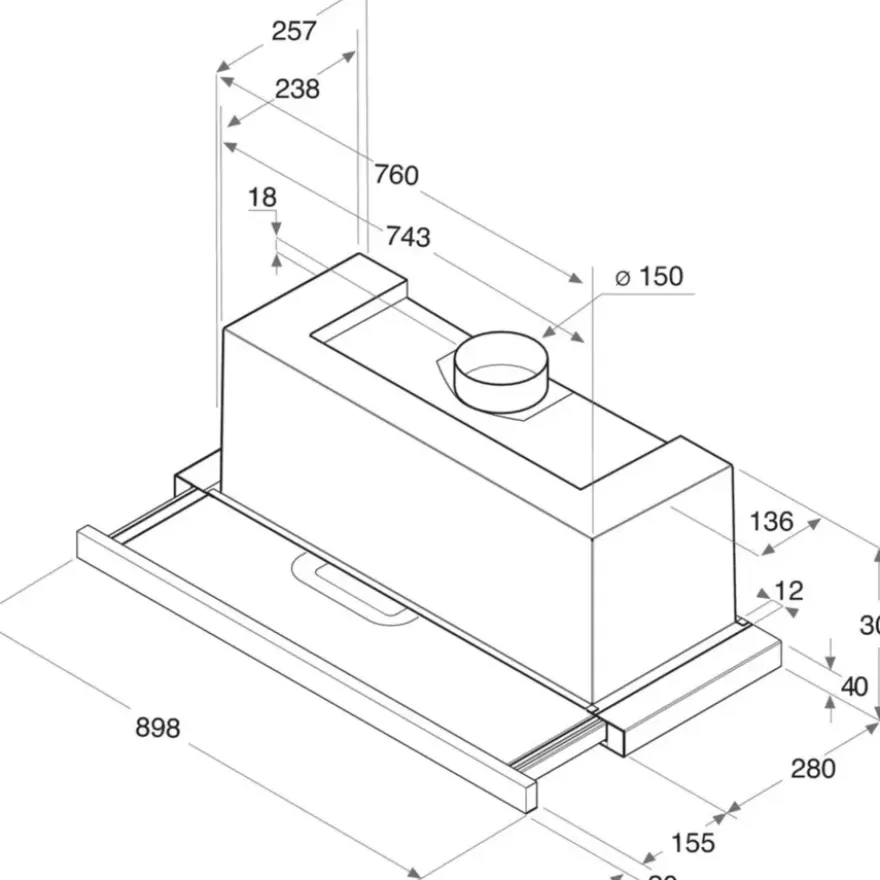 Whirlpool integreerbare afzuigkap AKR 473/1 IX 89,8 cm
