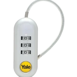 Yale Bagage Hangslot met cijferslot TSA met flexibele kabel wit