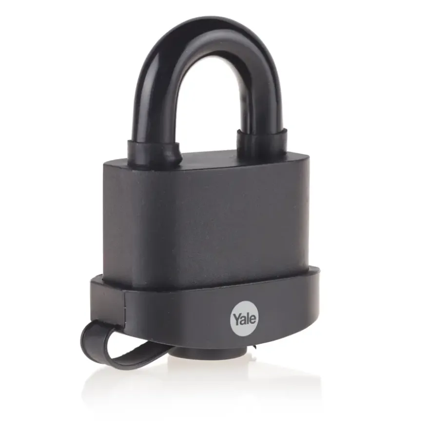 Yale Hangslot messing zware uitvoering 61 mm met zwarte body